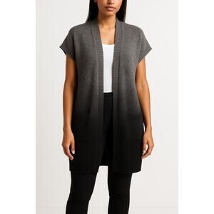 Vince Ombre Alpaca Wool Cashmere Short Sleeve Long Cardigan Sweater Medium